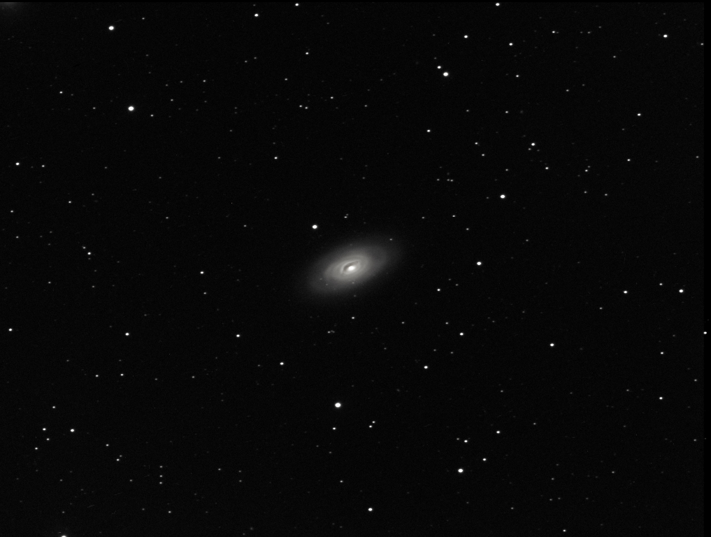 The Black Eye Galaxy, also called Sleeping Beauty Galaxy, is a spiral galaxy in the Coma Berenices constellation.  The nicknames "Black Eye" or "Evil Eye" galaxy come from the dark band of visible dust in front of the galaxy's nucleus.  Taken 2014-01-12 with T3, a Takahashi TOA-150 with SBIG ST-8300C One Shot Color CCD.  This telescope is located at the New Mexico Skies Observatories in Mayhill, New Mexico.
